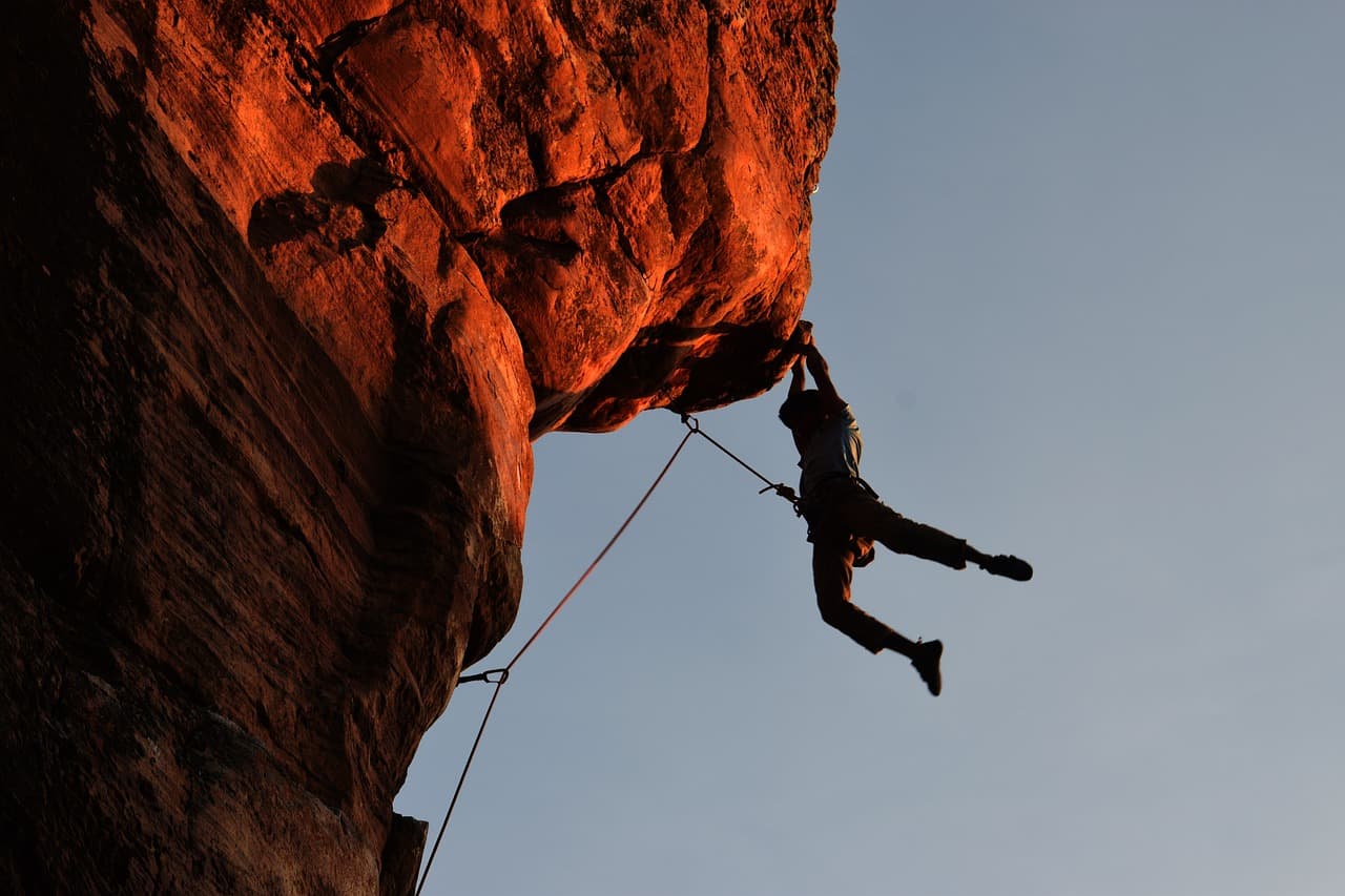 Rock climbing in Badami (Karnataka)